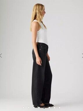 Levi's Baggy Dad Womens Jeans Shrink Up Black Denim Sz 29